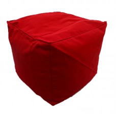 Cube Stool with Piping - Hot Red Polyester